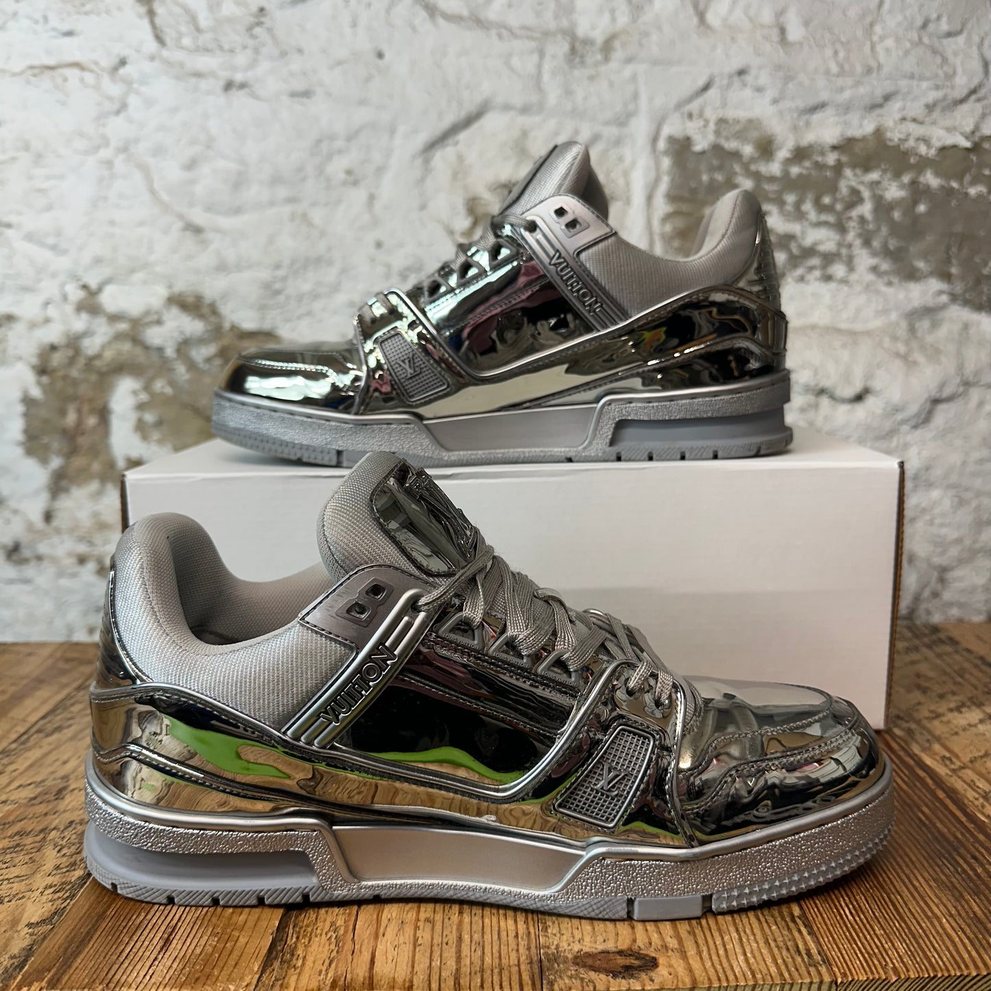 Louis Vuitton Silver Patent Trainer Sneaker Sz 9 (7.5LV)