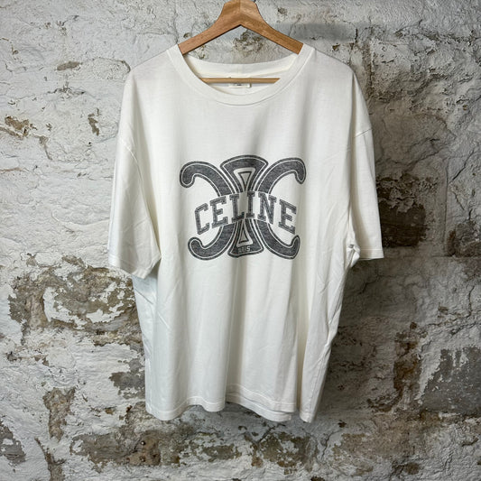 Celine Triomphe Logo T-shirt White Sz S (XL)