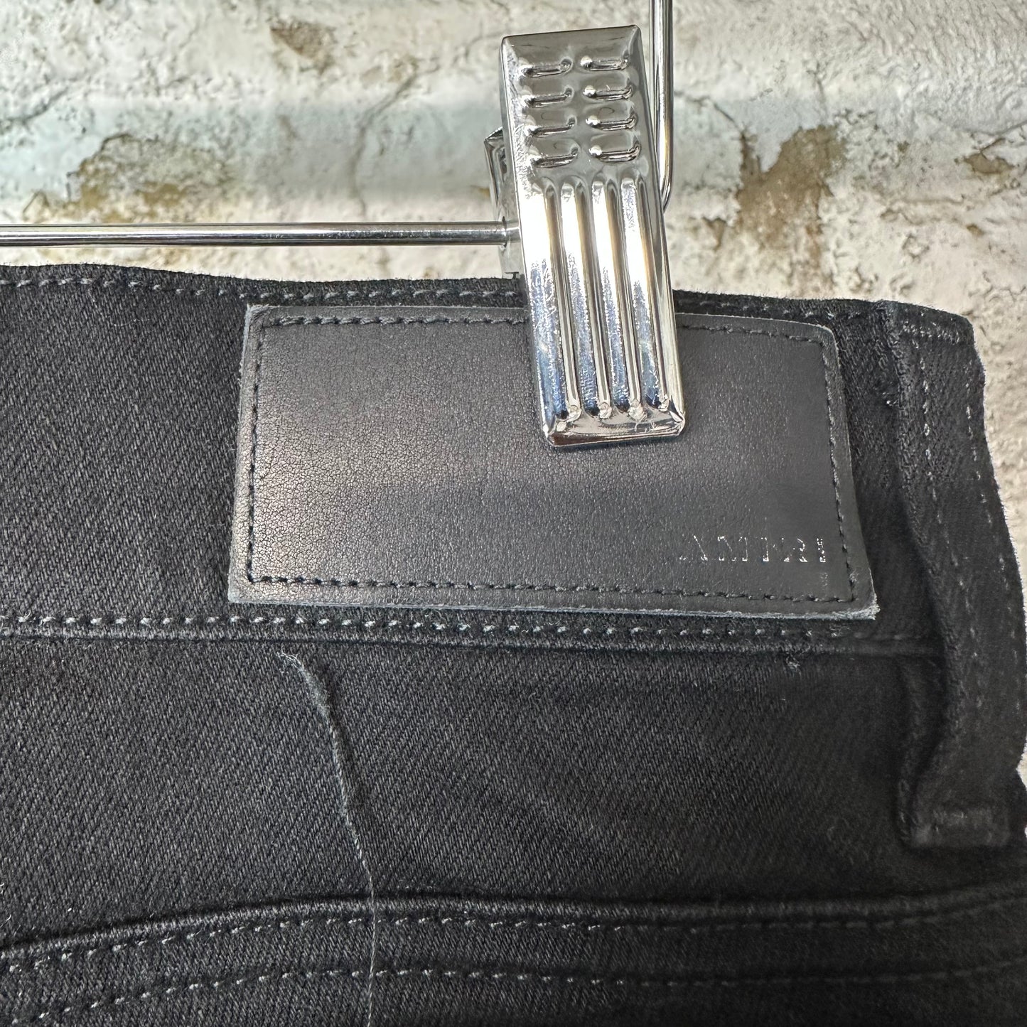 Amiri MX2 Black Patch Black Denim Jeans Sz 32