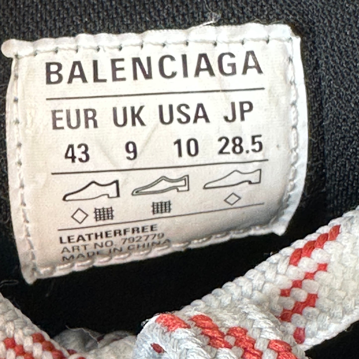 Balenciaga 10XL Black Red White Sneaker Sz 10 (43)