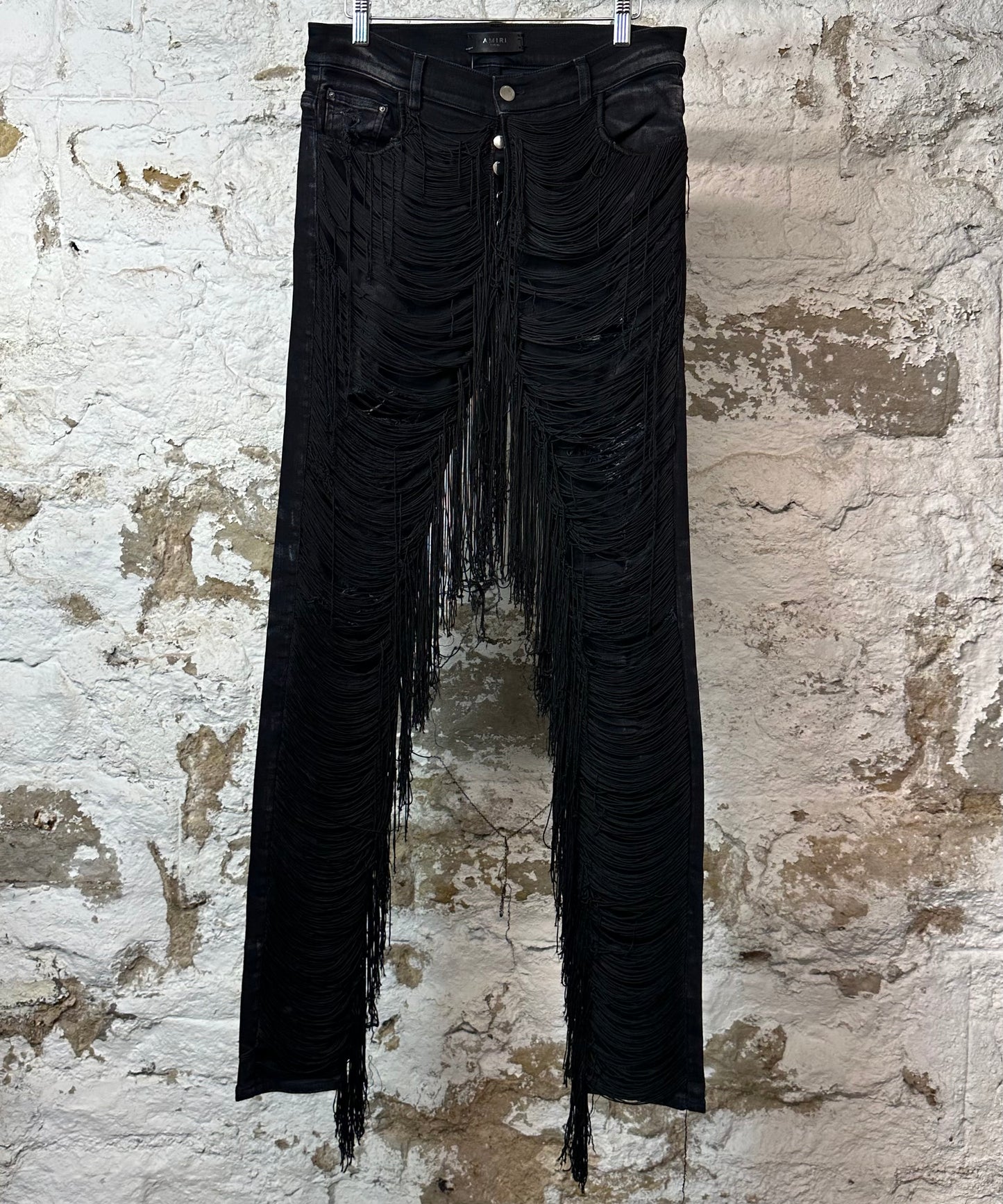Amiri Fringe Wire Black Denim Jeans Sz 30