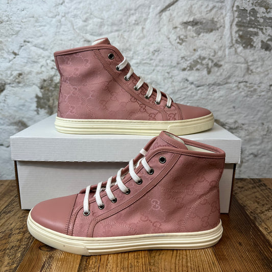 Gucci Pink Monogram High Top Sneaker Sz 6 (38.5) No Box