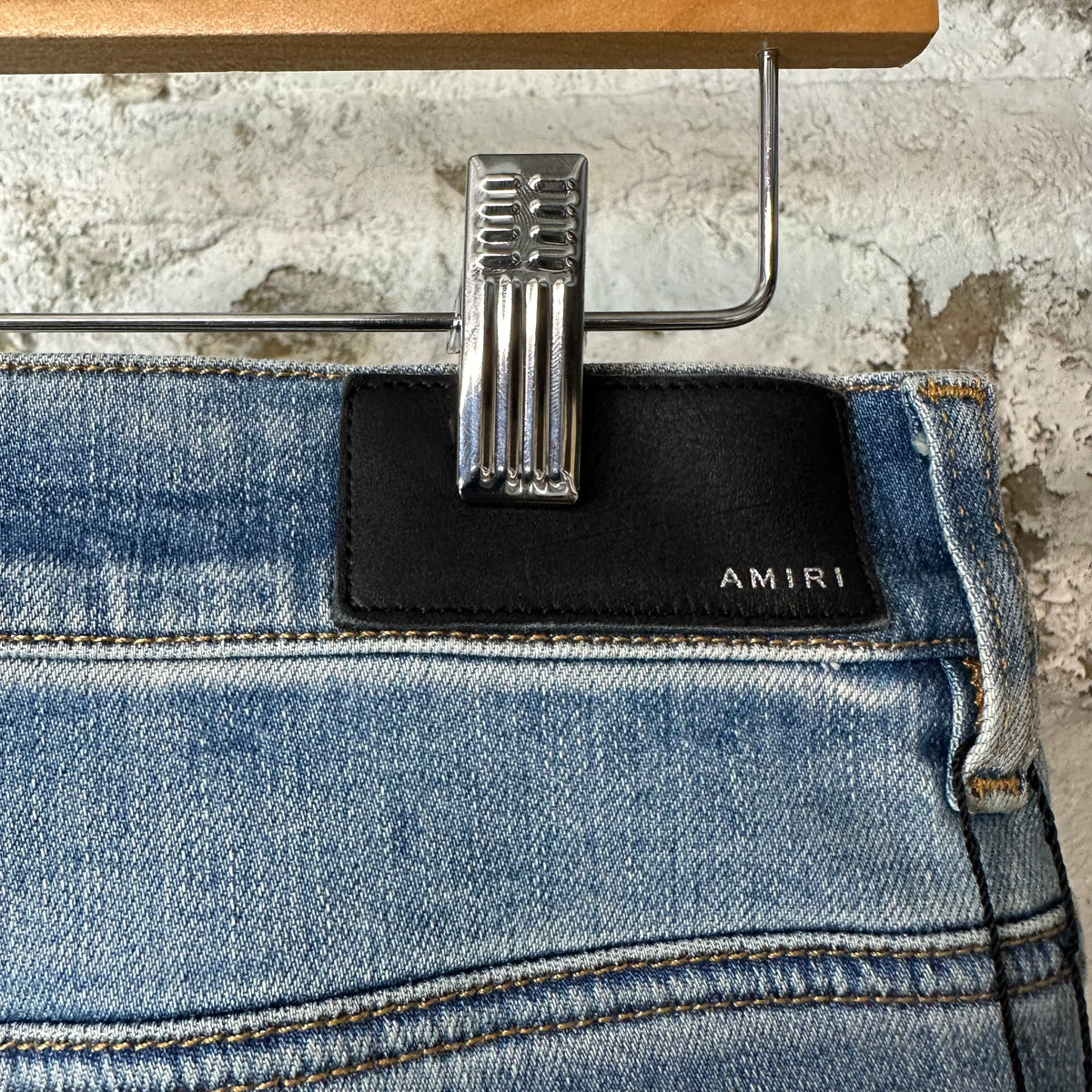 Amiri MX1 Cracked Orange Blue Denim Jeans Sz 34