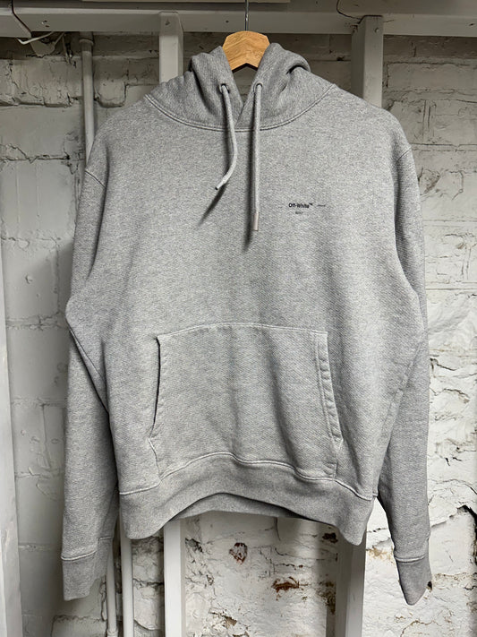 Off-White Grey Small Logo Hoodie Sz M
