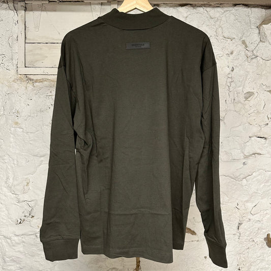 Fear of God Essentials Spellout Olive L/S T-Shirt Sz XS