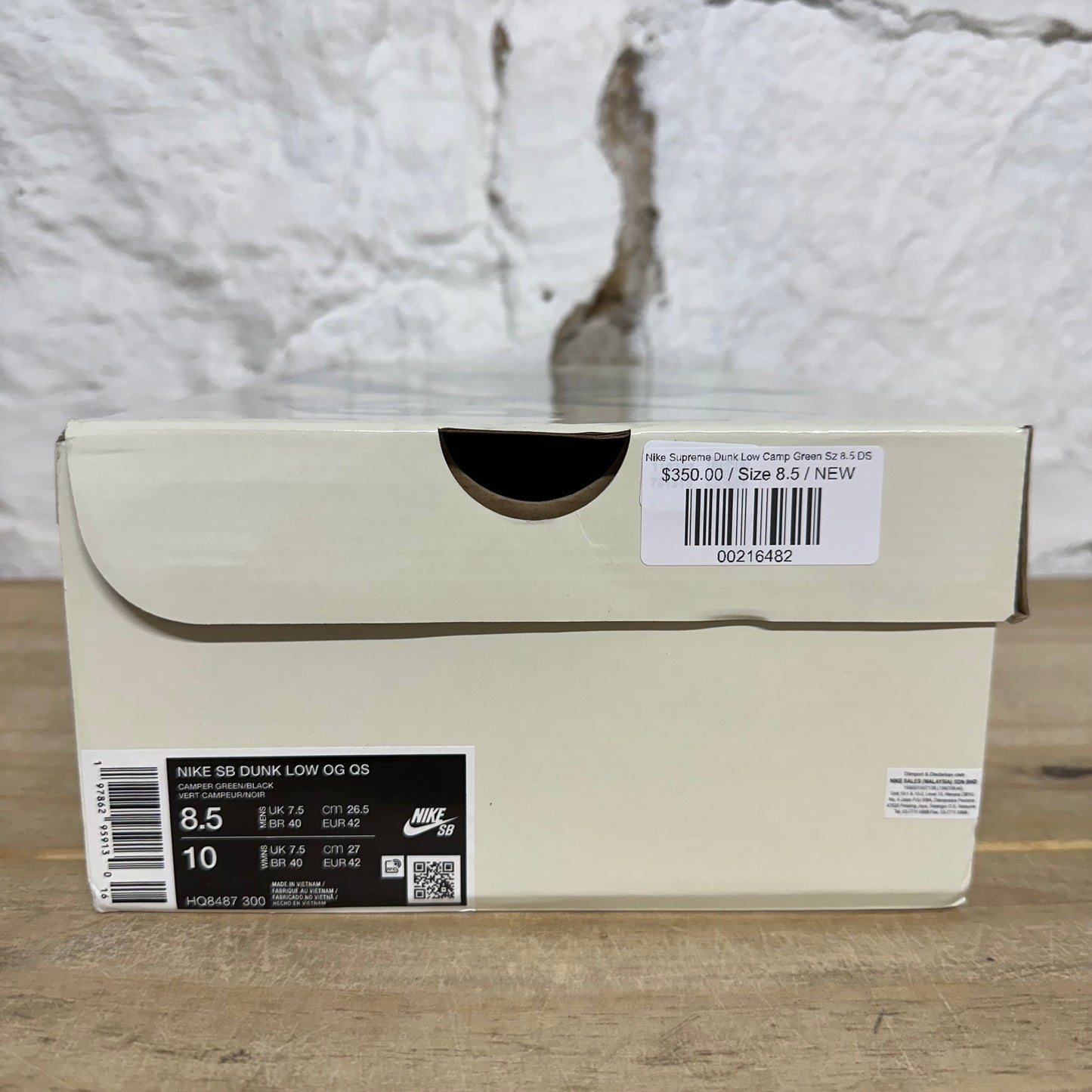 Nike SB Dunk Low Supreme 94 Camper Green Sz 8.5 DS