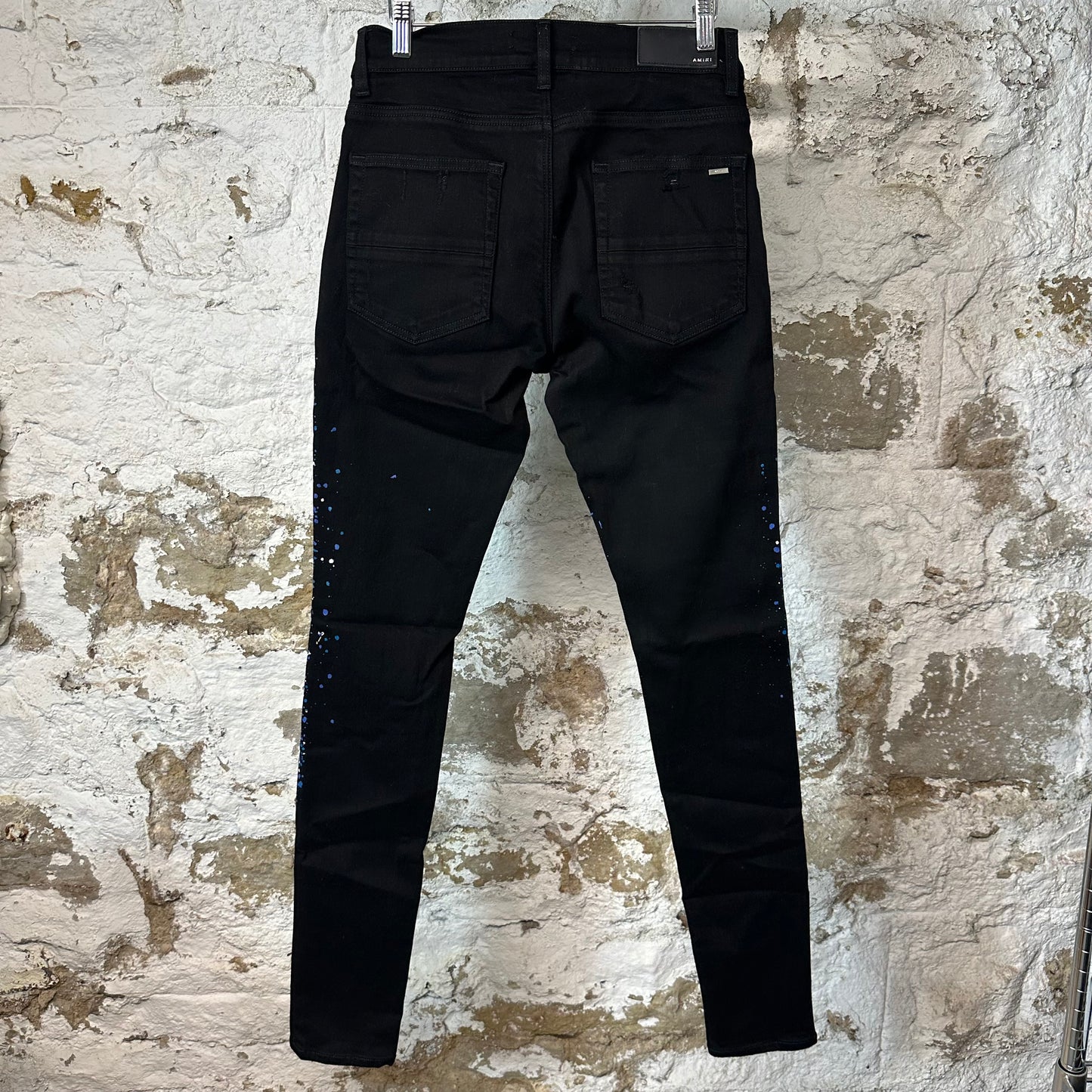 Amiri Multicolor Splatter Crystal Black Denim Jeans Sz 30