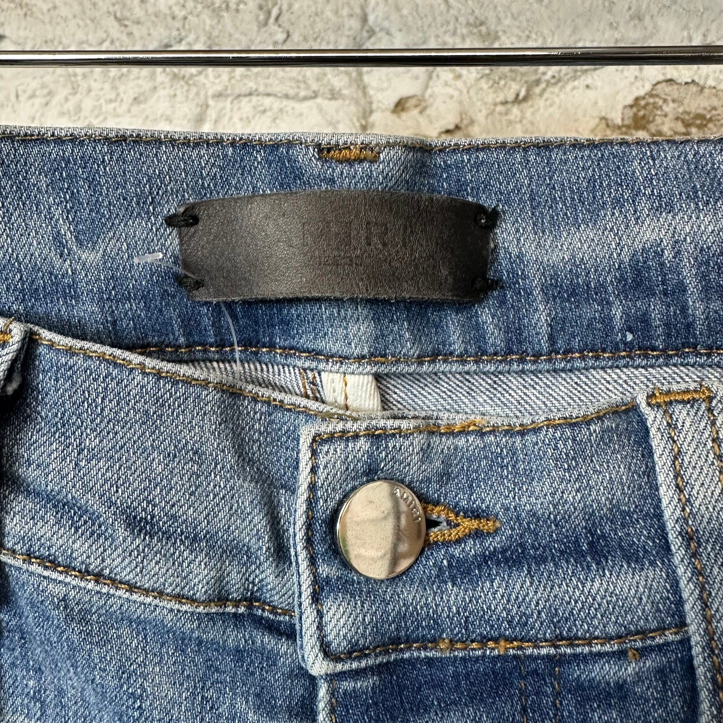 Amiri MX1 Camo Patch Blue Denim Jeans Sz 30