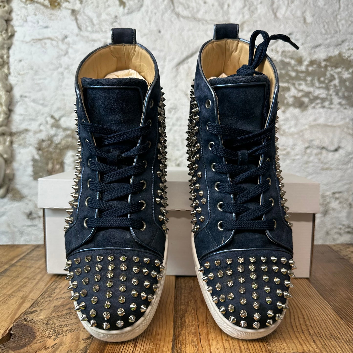 Christian Louboutin High Navy Suede Spike Sneaker Sz 8.5 (41.5)