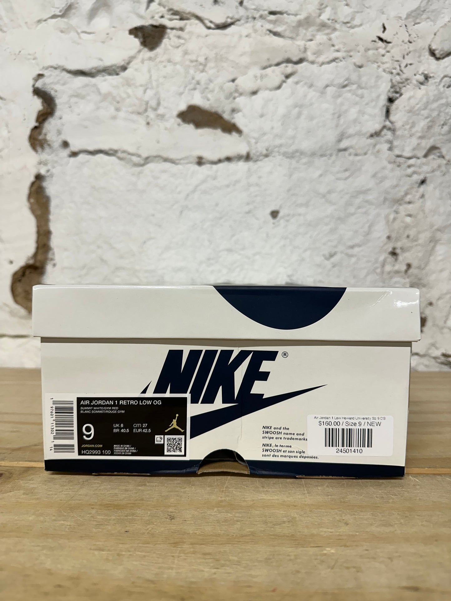 Air Jordan 1 Low Howard University Sz 9 DS