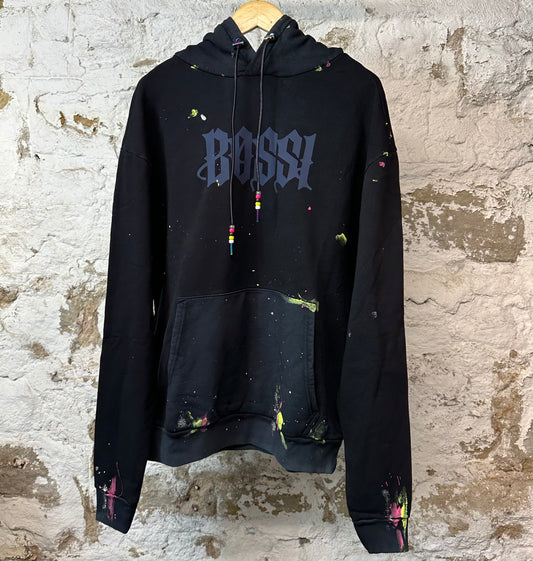 Bossi Logo Paint Black Pullover Hoodie
