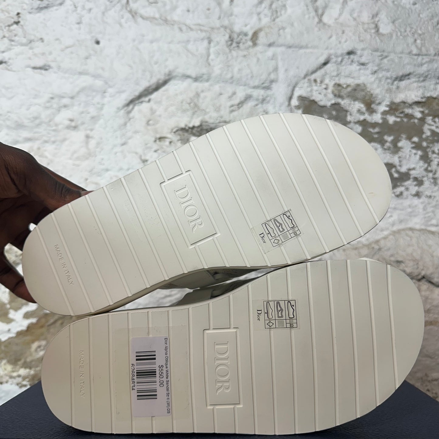 Dior Alpha Oblique White Sandal Sz 6 (38) DS