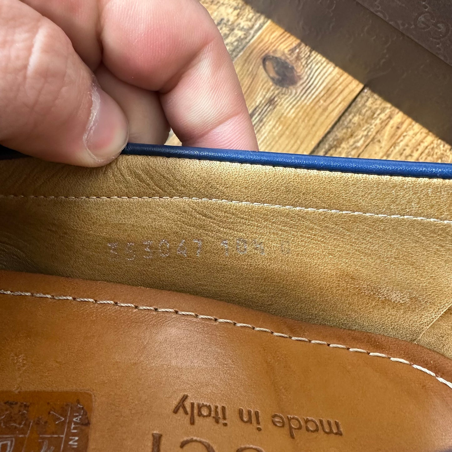 Gucci Blue Leather Slip On Loafer Sz 10.5