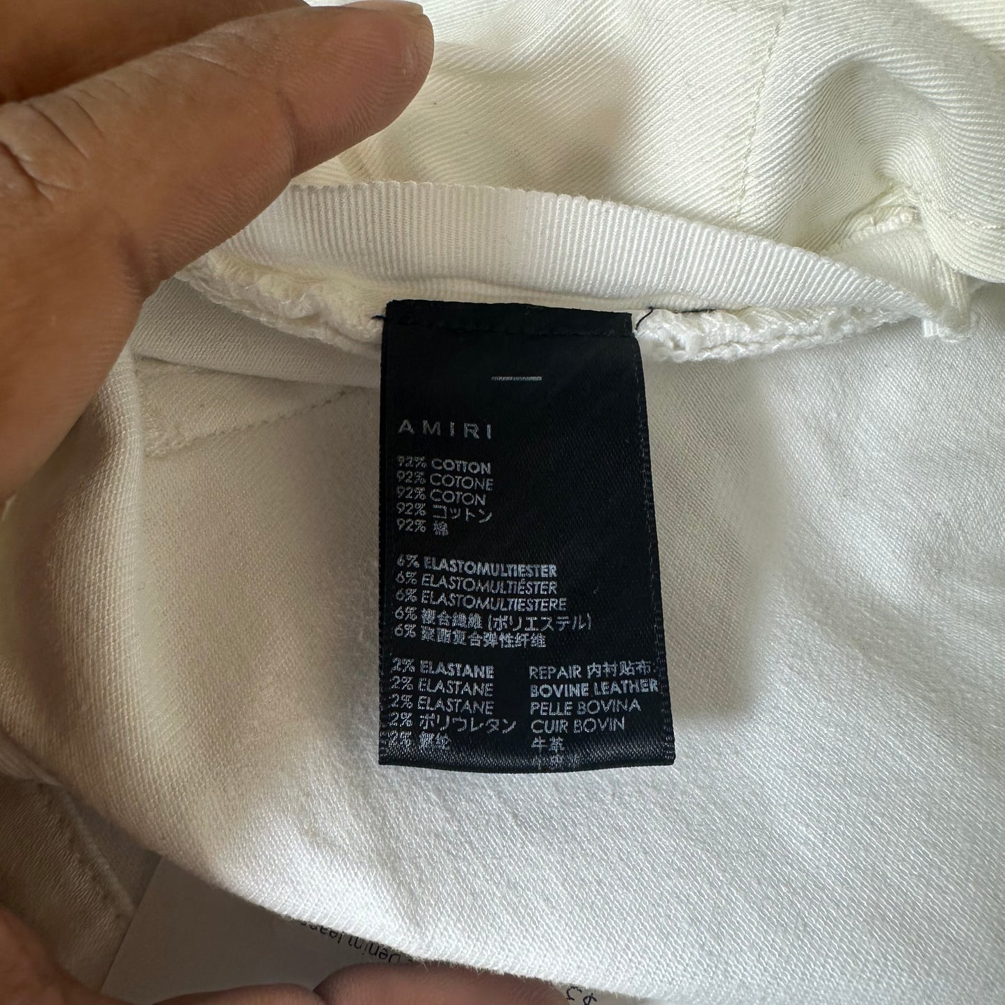 Amiri MX1 White Leather White Denim Jeans Sz 30