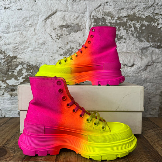 Alexander Mcqueen Pink Yellow Orange Tread Boot High Sz 7 (40)