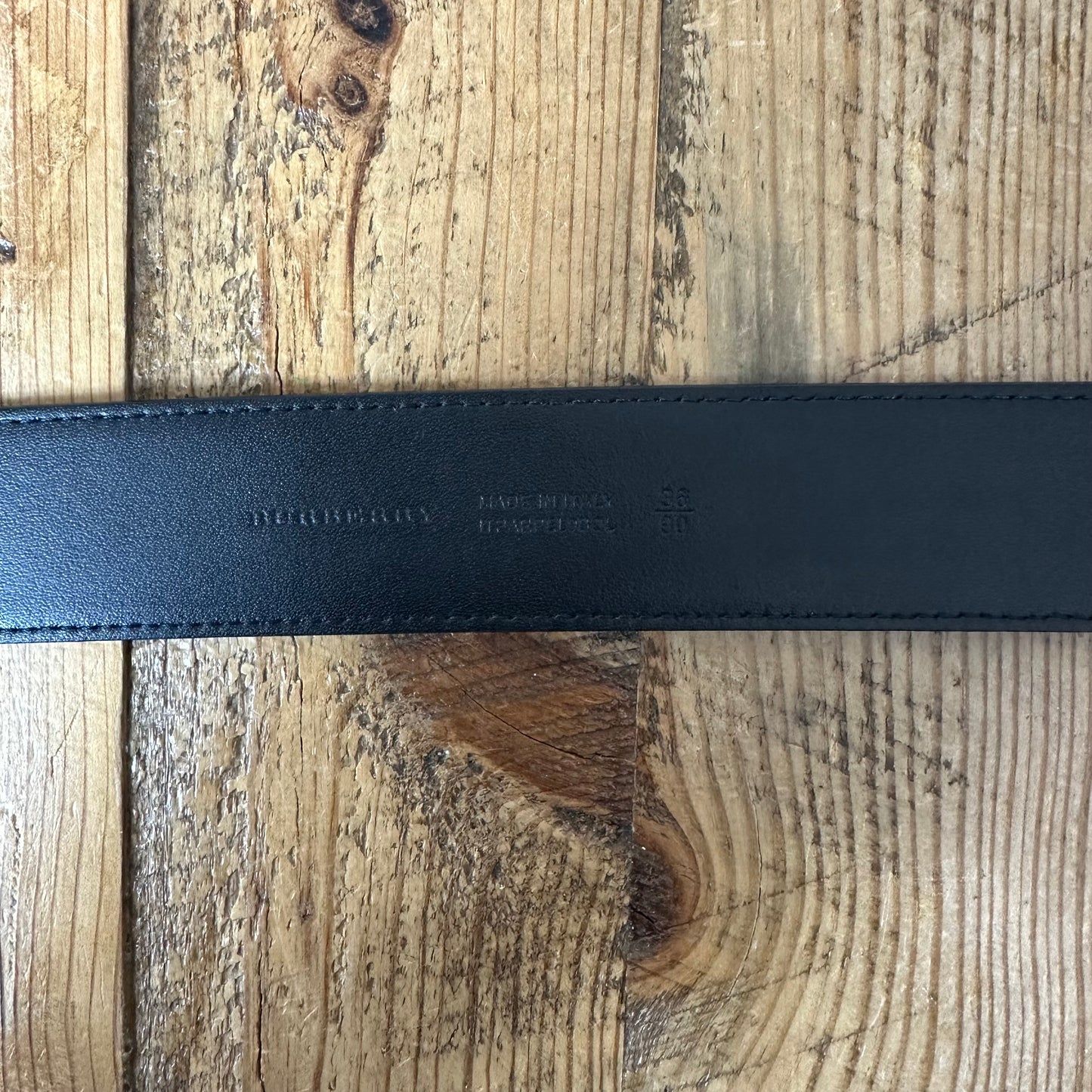 Burberry Blue Check Black Belt Sz (90/36)