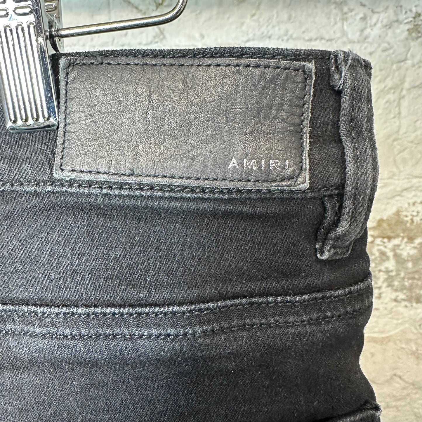 Amiri Stitched Side Spell Black Denim Jeans Sz 34