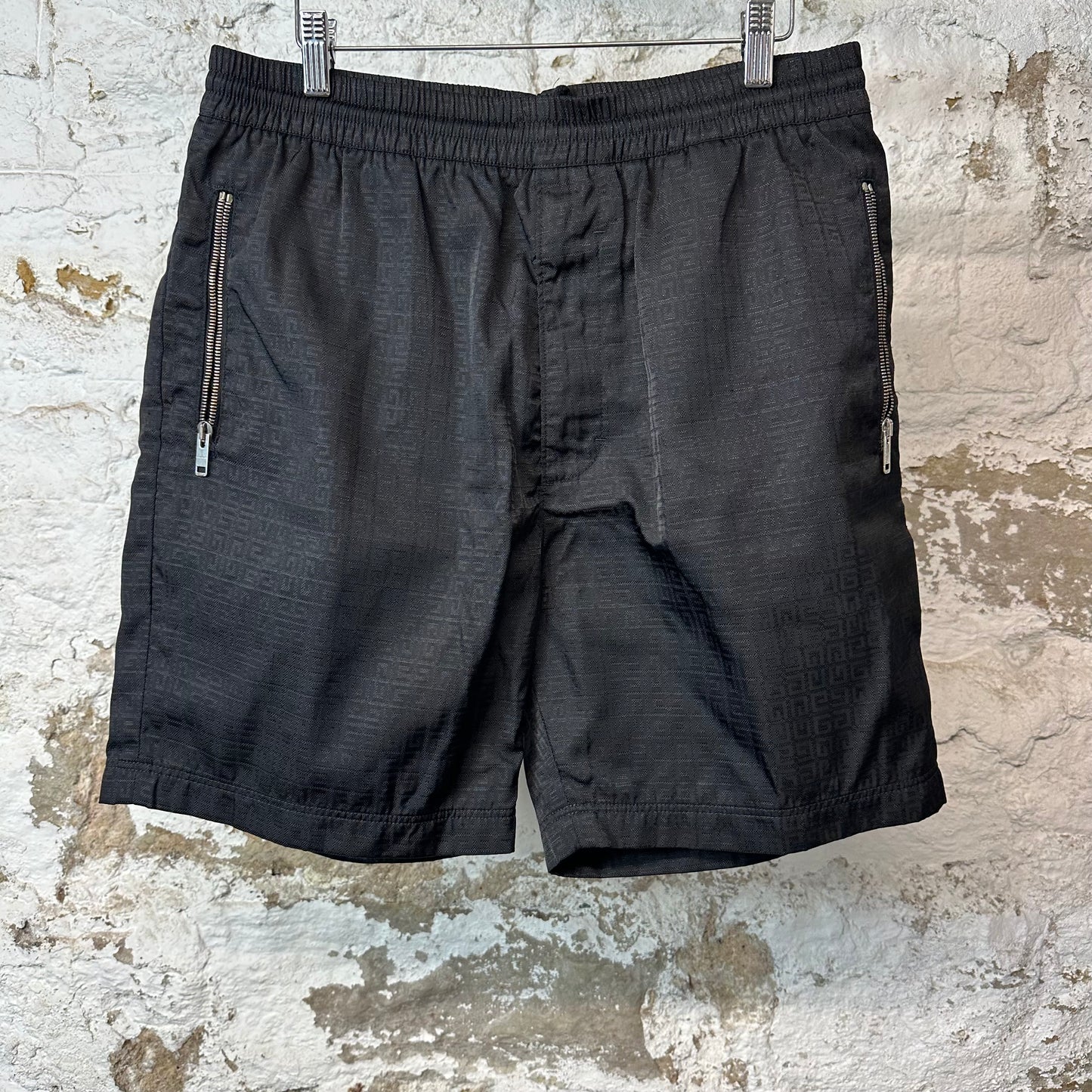 Givenchy Black Monogram Nylon Shorts Sz L (50)