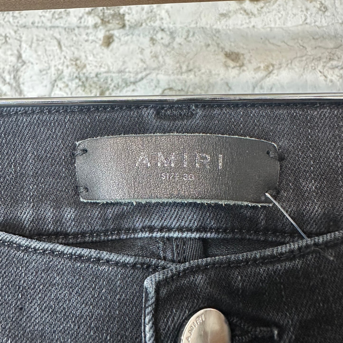 Amiri Varsity Felt Spell Distressed Denim Jeans Sz 30