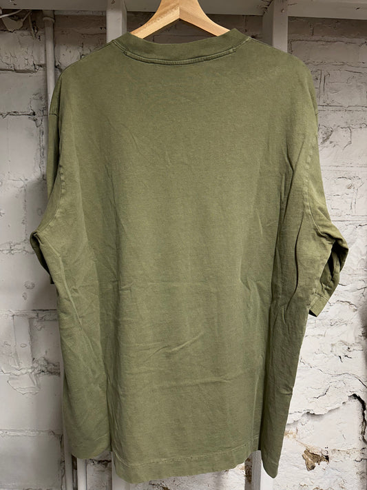 Off-White Chest Logos Olive Green T-Shirt Sz L