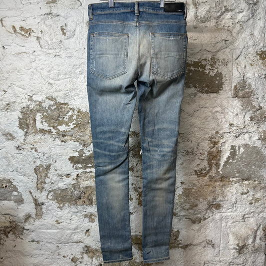 Amiri MX1 Red Suede Blue Denim Jeans Sz 32