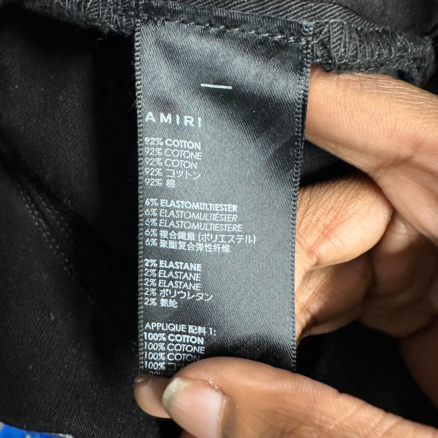 Amiri MX1 Camo Patch Black Denim Jeans Sz 29