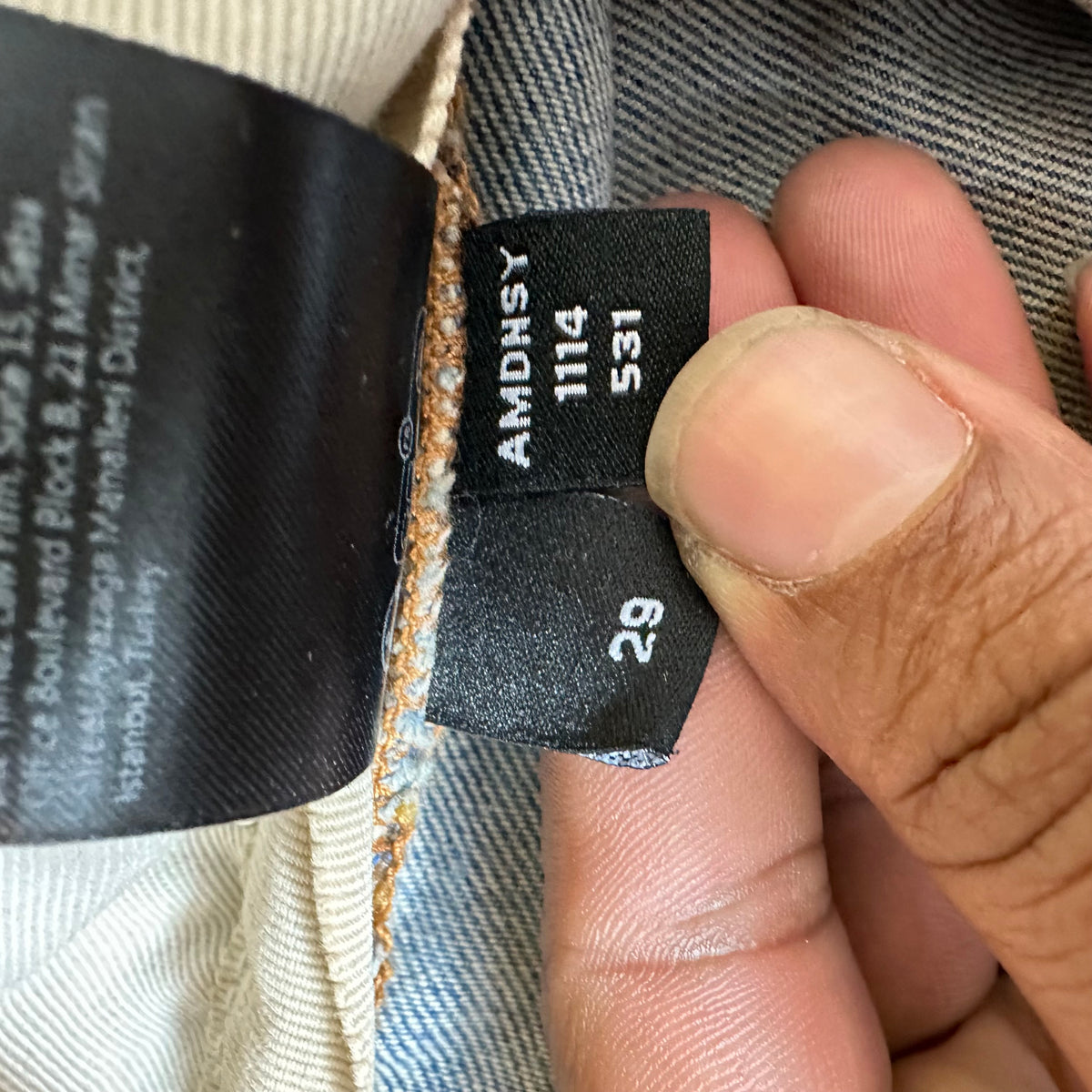Amiri Black Leather Stagger Blue Denim Jeans Sz 29