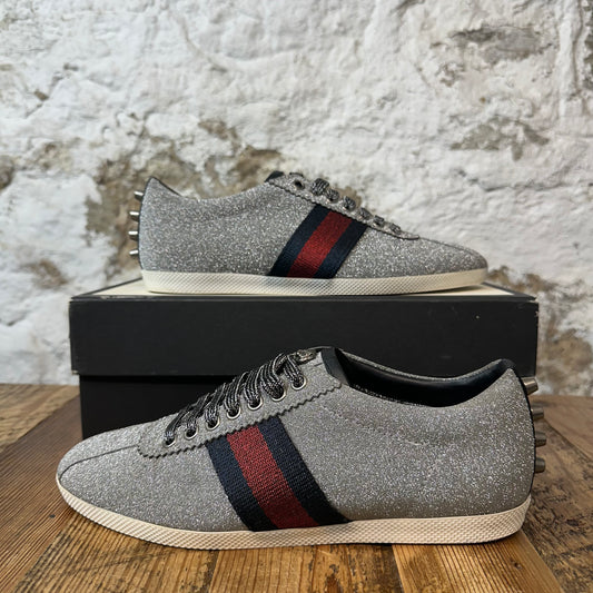 Gucci Bambi Web Silver Glitter Stud Sneaker Sz 6 (38.5)