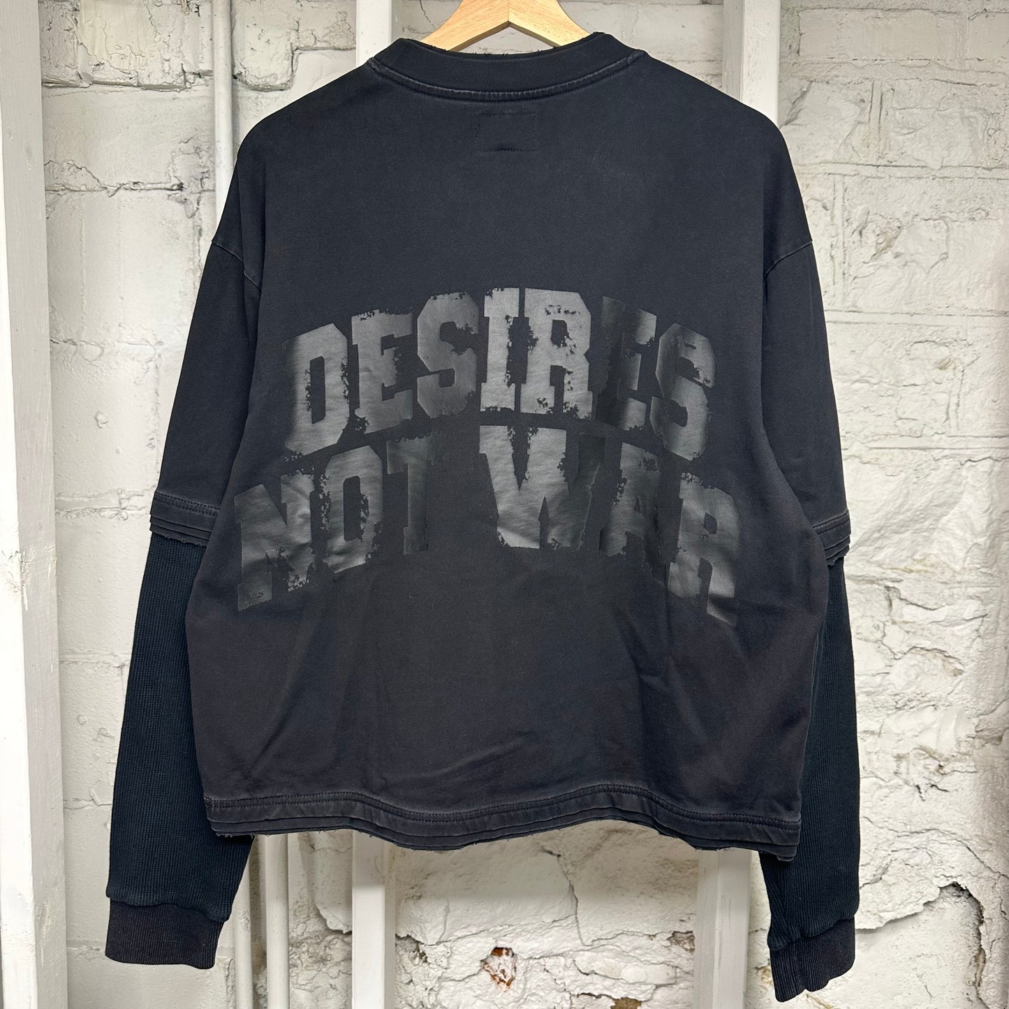 Bottega Desires War Double Layer Thermal Long Sleeve T-Shirt Sz S