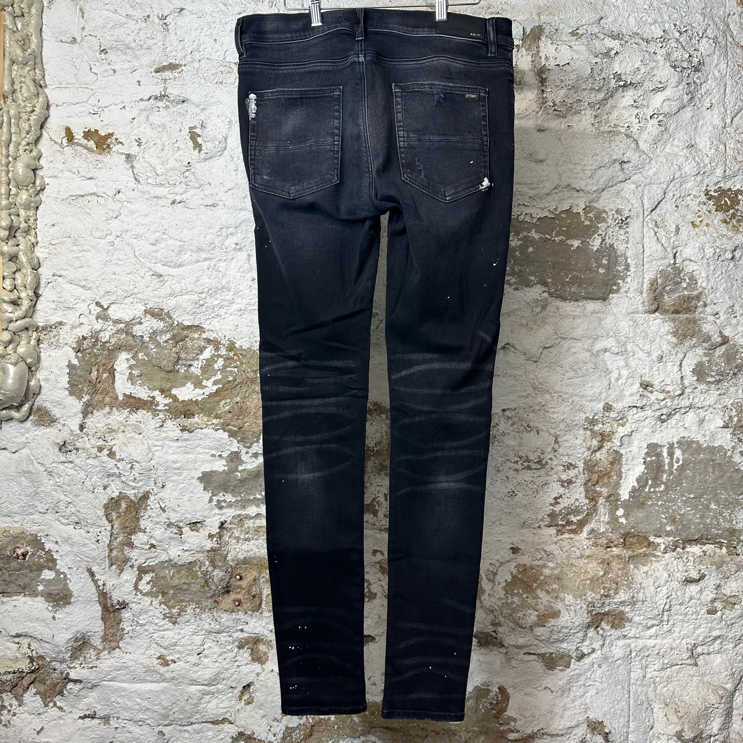 Amiri MX1 Brown Plaid Flannel Black Denim Jeans Sz 34