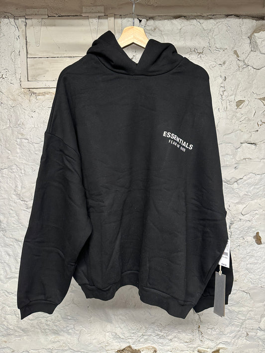 Fear of God Essentials Black Classic Logo Hoodie Sz L DS