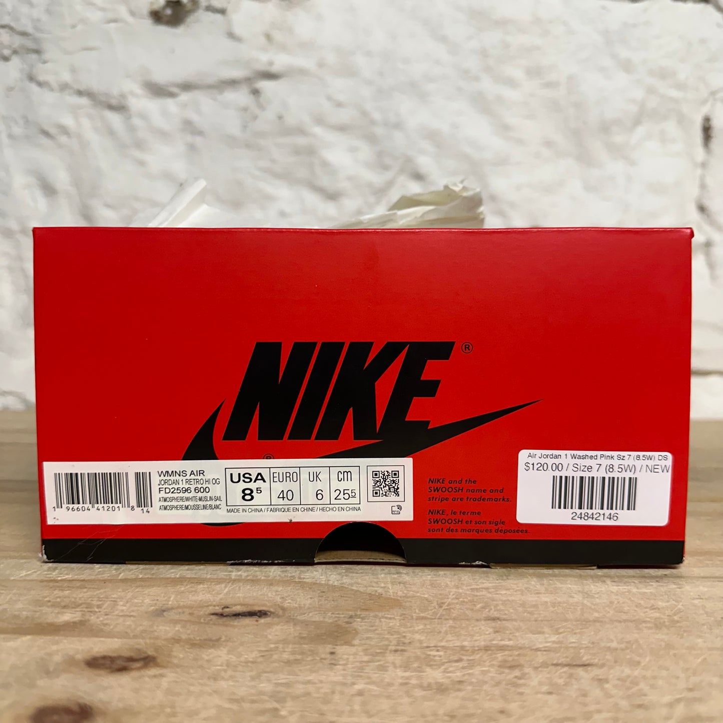 Air Jordan 1 High Washed Pink Sz 7 (8.5W) DS