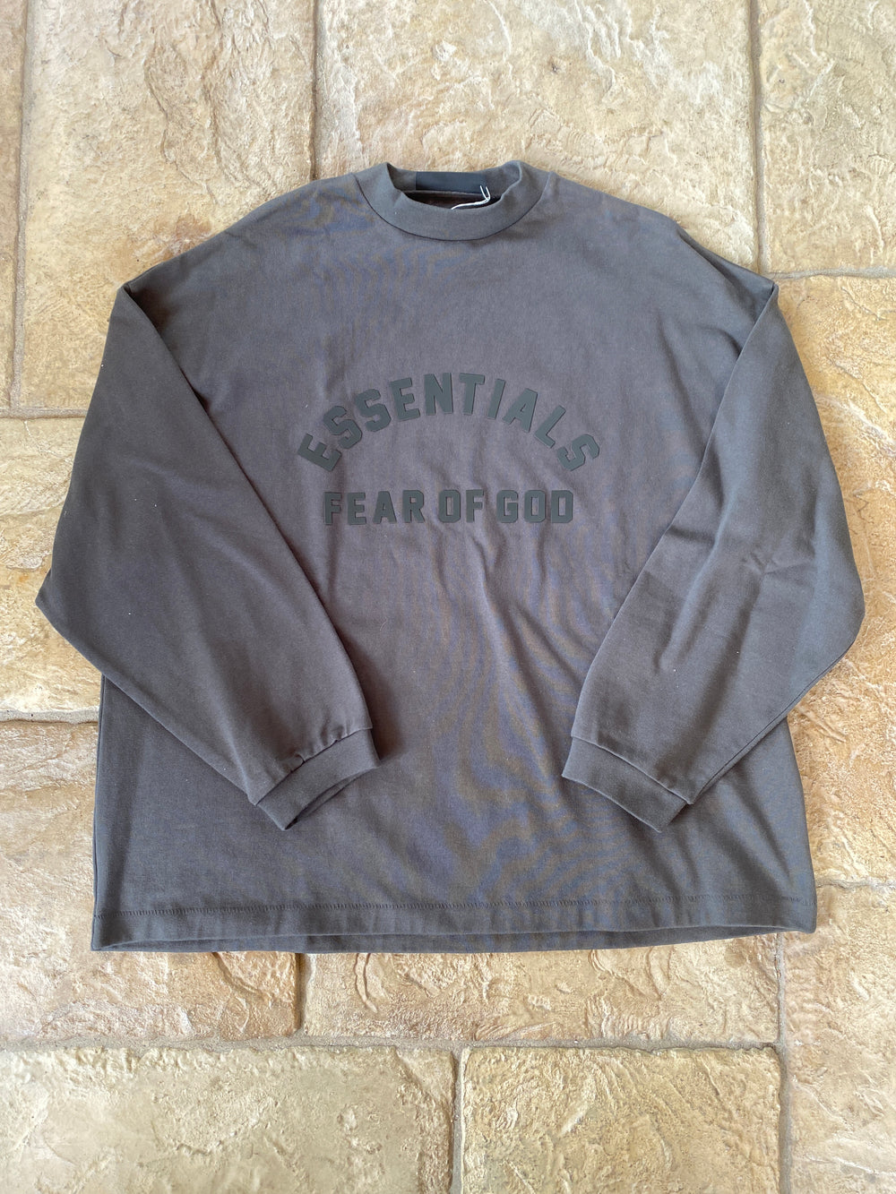 Fear of God Essentials Off Black Heavy Long Sleeve T-Shirt Sz S DS