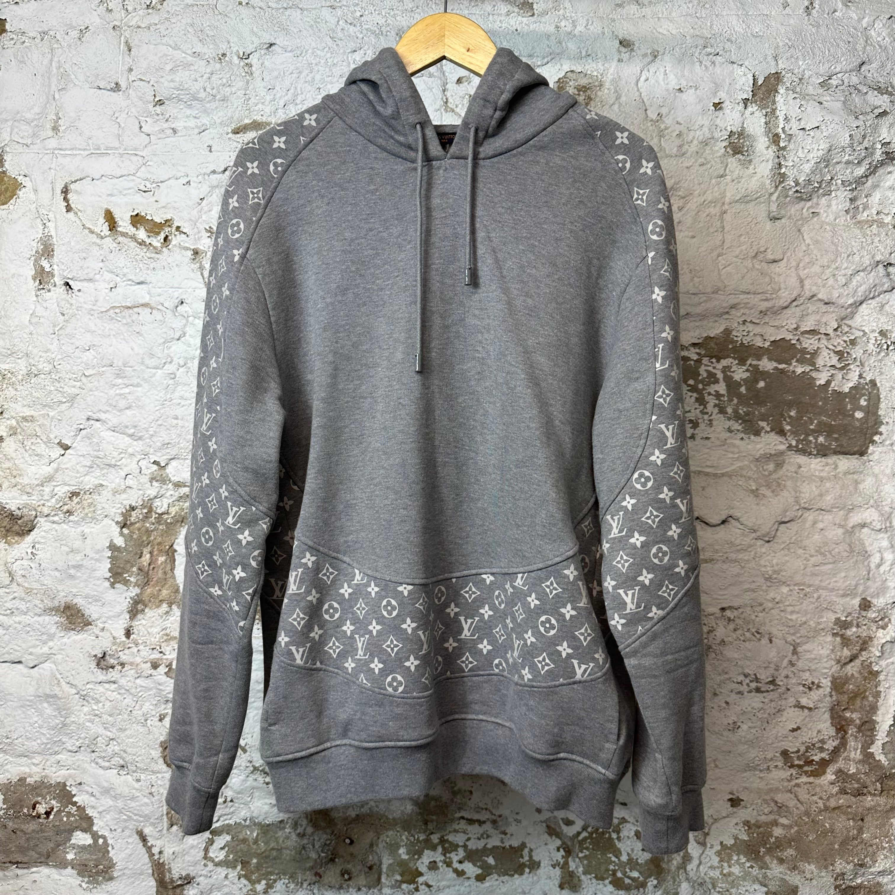 Louis Vuitton White Monogram Hoodie Grey Sz L