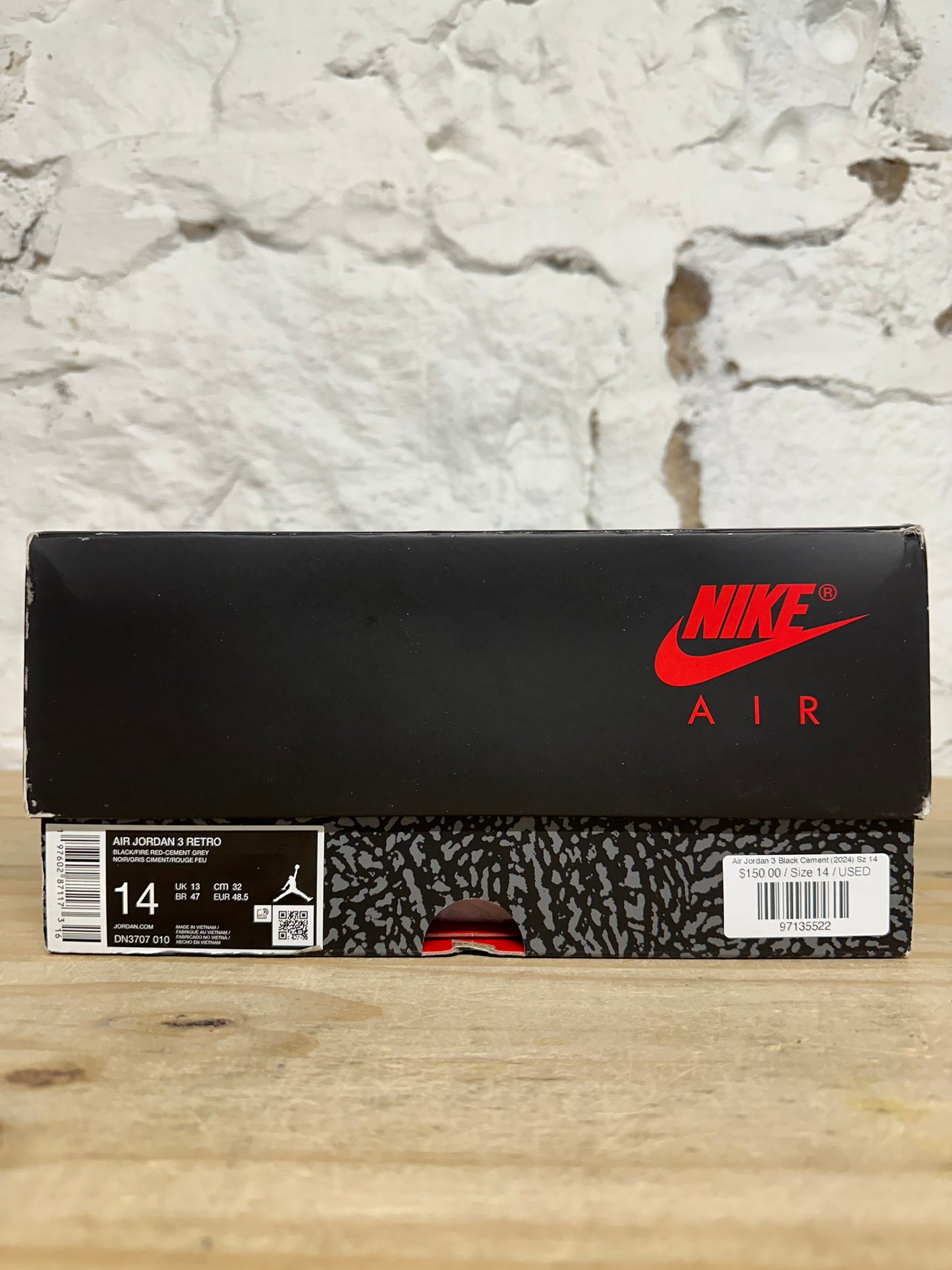 Air Jordan 3 Black Cement (2024) Sz 14