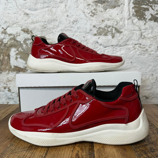Prada Americas Cup Rossa Patent White Sneaker Sz 9.5 No Box