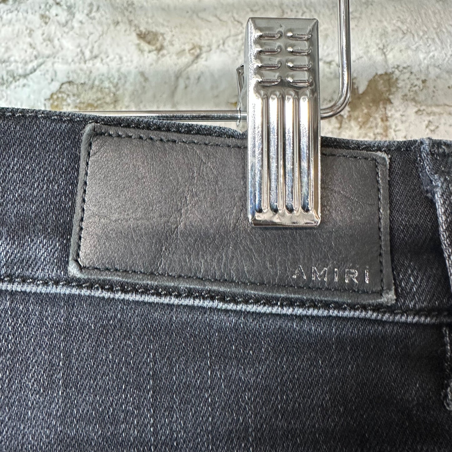 Amiri MX1 Marble Patch Black Denim Jeans Sz 28