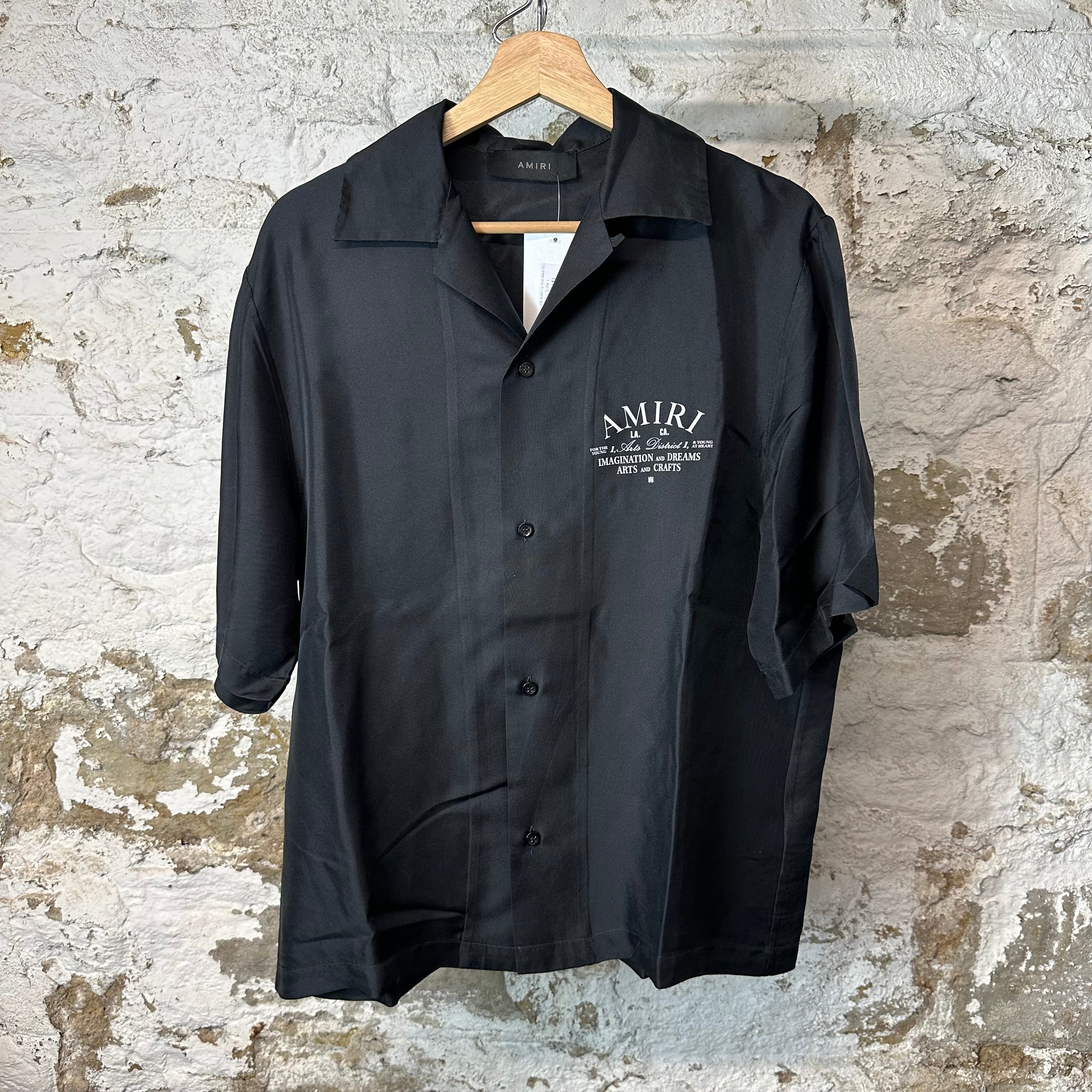 Amiri Arts District Black Silk Button Up Shirt Sz L