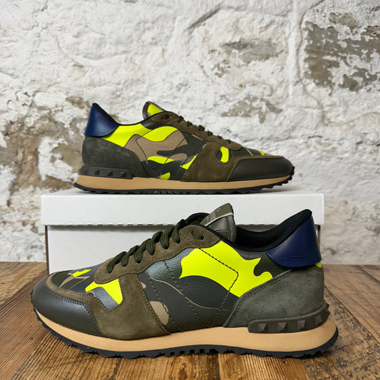 Valentino Green Yellow Camo Rock Runner Sneaker Sz 10 (43) No Box