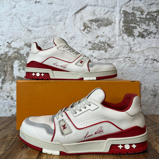 Louis Vuitton White Cream Red Trainer Sneaker Sz 10.5 (9LV)