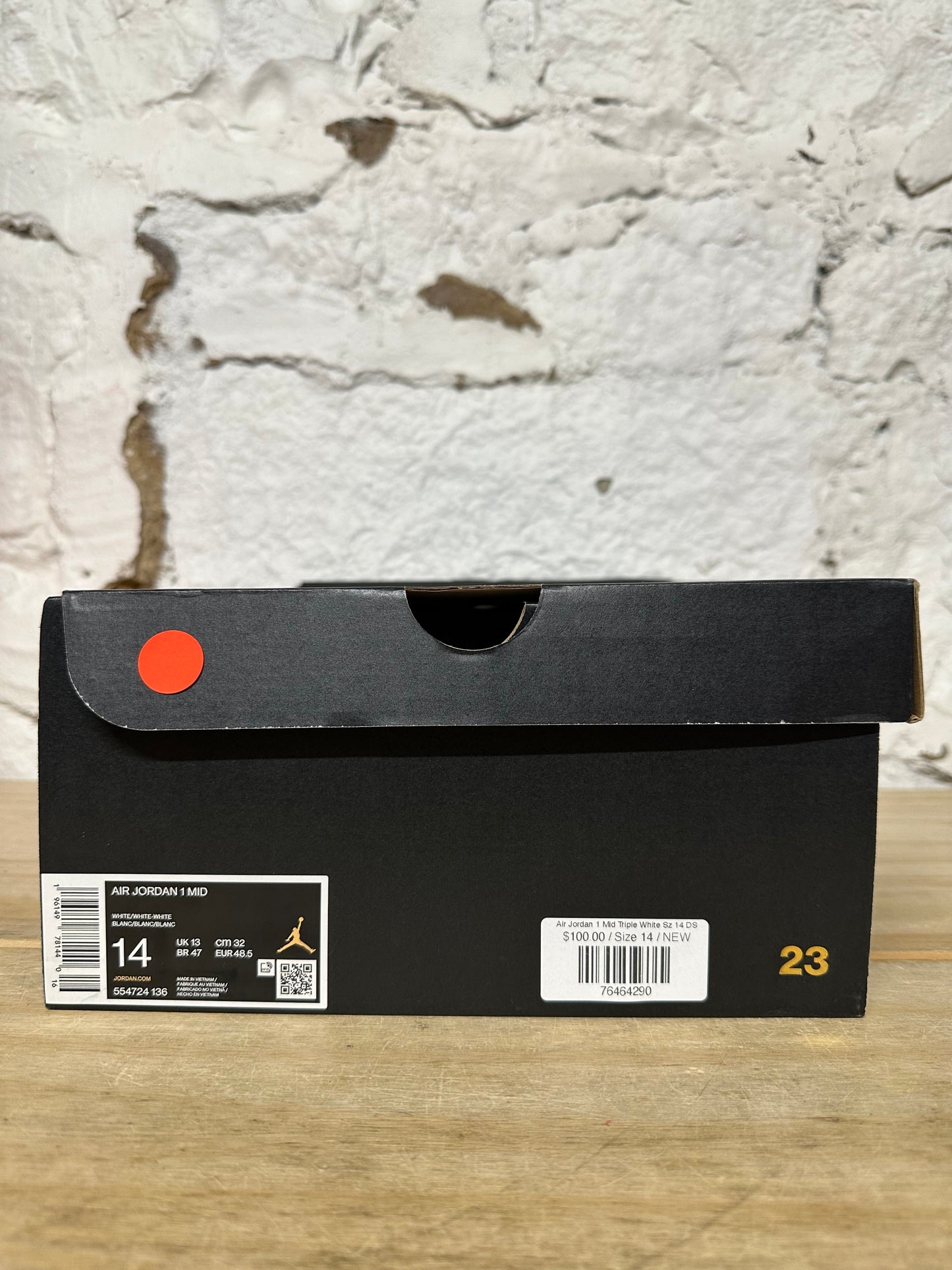 Air Jordan 1 Mid Triple White Sz 14 DS