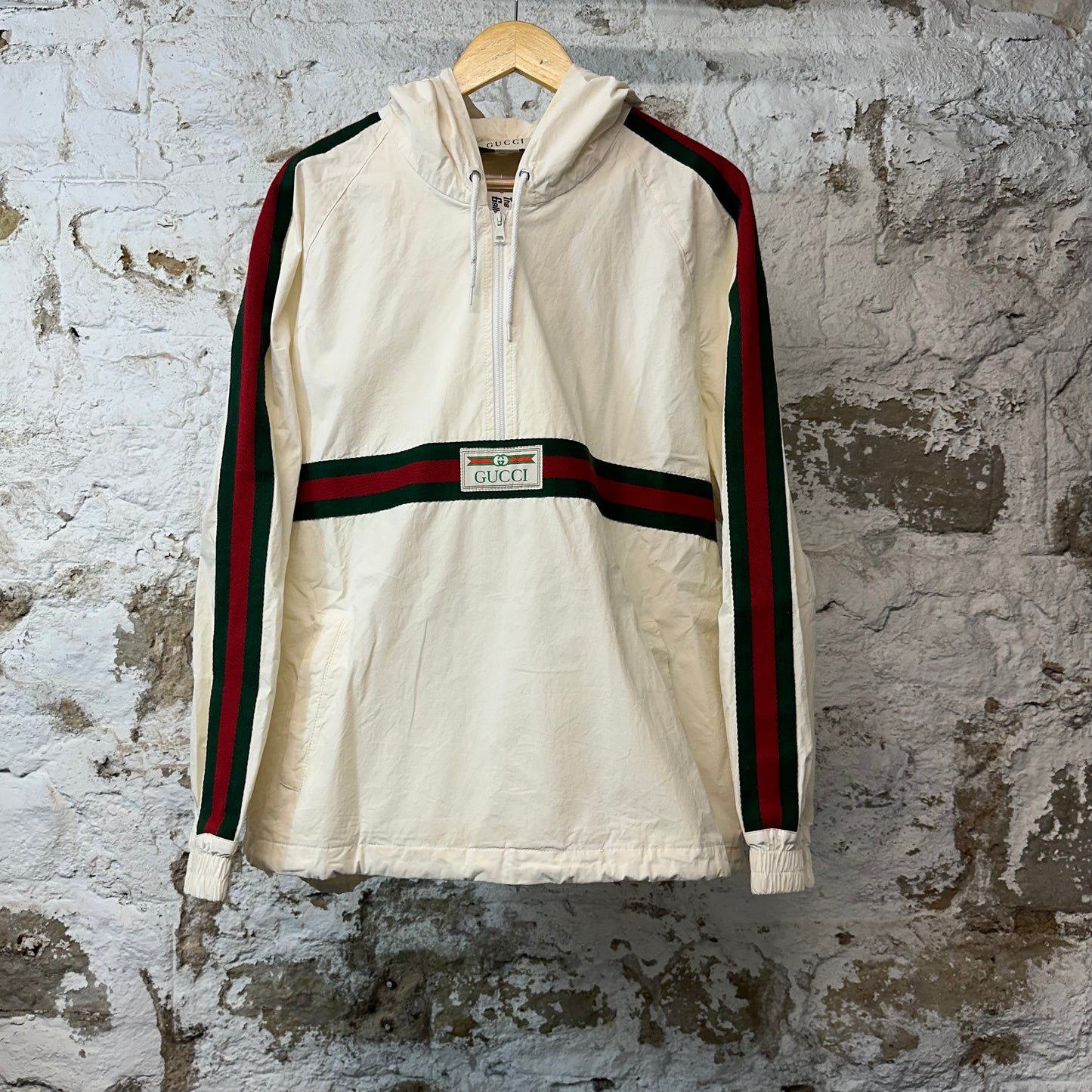 Gucci Red Green Stripe Windbreaker Jacket White Sz L (50)