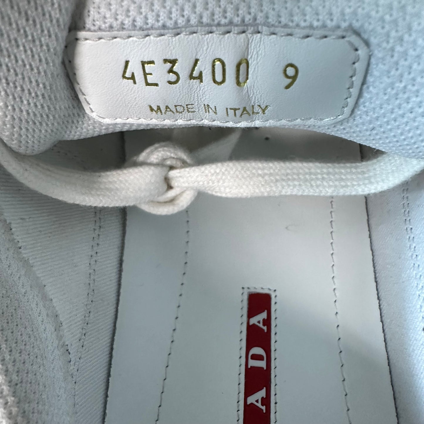 Prada Americas Cup Celeste Patent Grey White Sneaker Sz 9