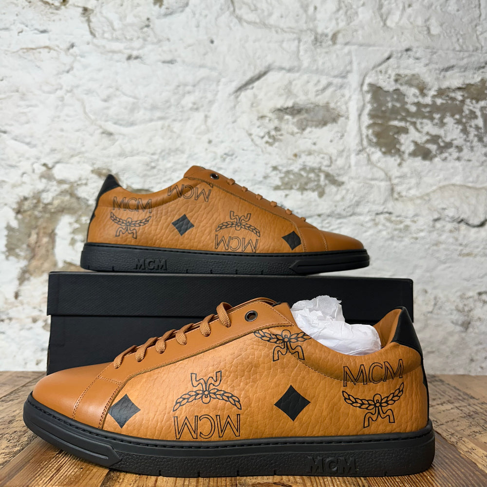 MCM Low Black Monogram Brown Sneaker Sz 11 (44) DS