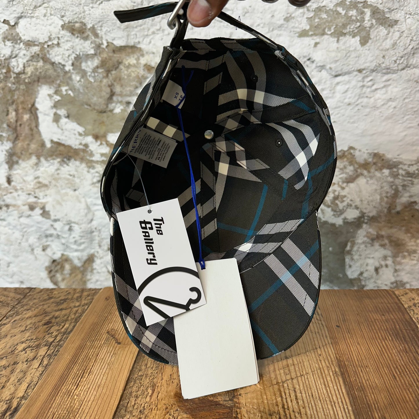 Burberry Check Teal Black Plaid Hat Sz XS DS