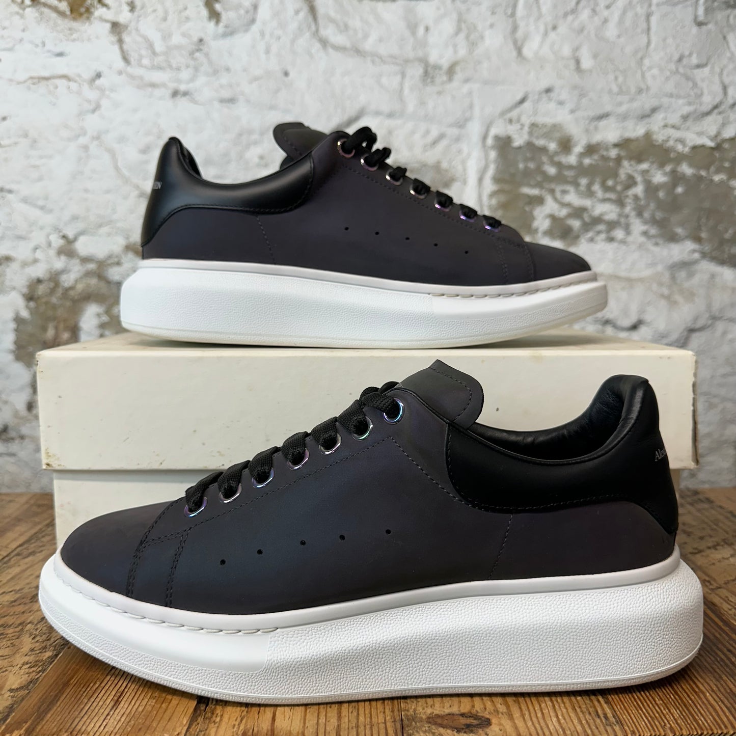 Alexander McQueen Black Tab Iridescent White Sole Sneaker Sz 10 (43)