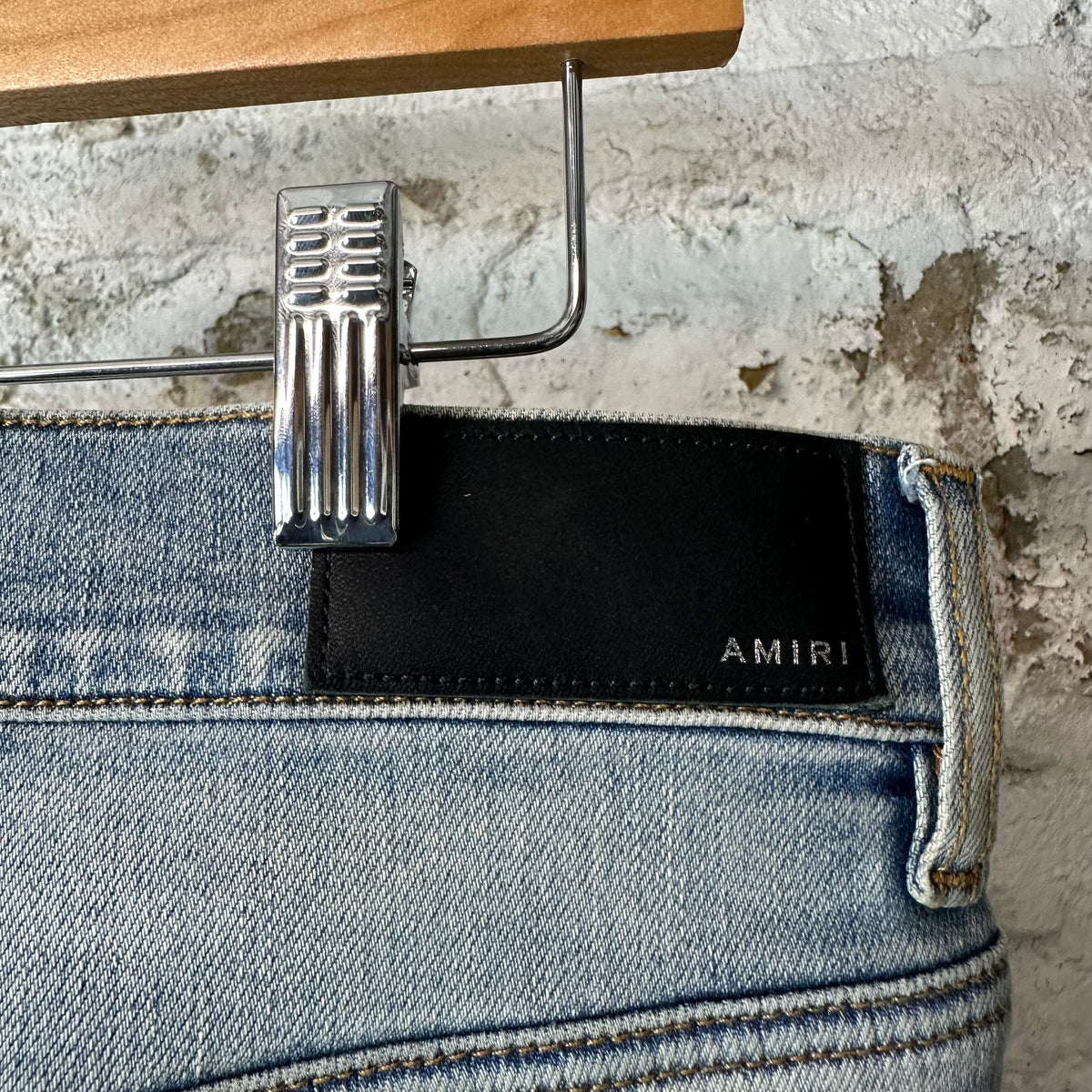 Amiri MX1 Green Suede Blue Denim Jeans Sz 34