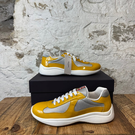 Prada Americas Cup Yellow Patent Grey Sneaker Sz 9 DS (Discolored)