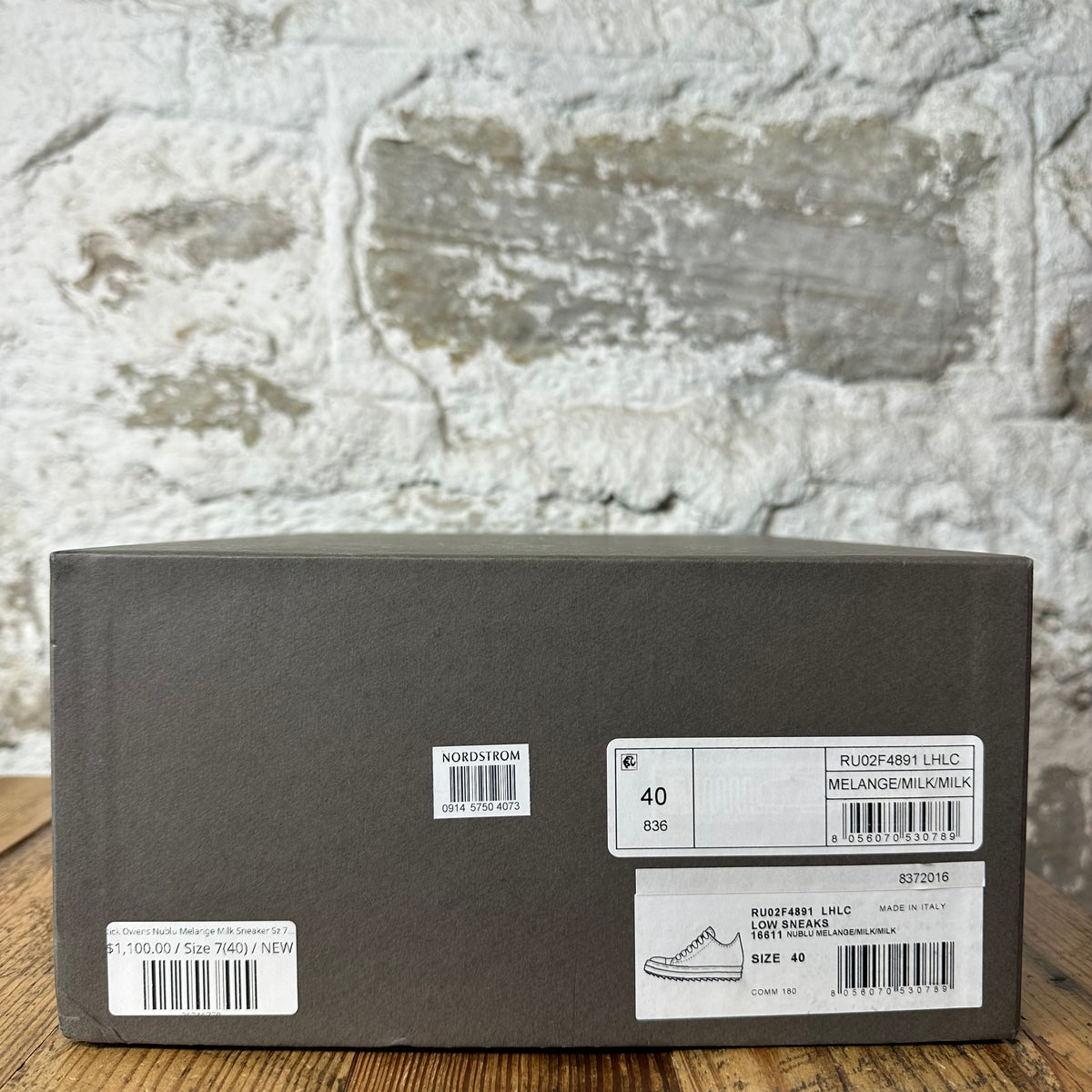 Rick Owens Nublu Melange Milk Sneaker Sz 7 (40) DS