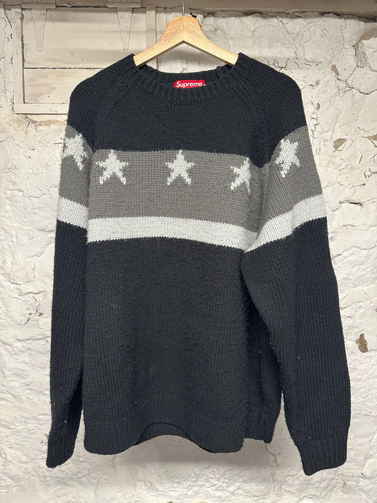 Supreme Stars Black Grey Sweater Sz XL